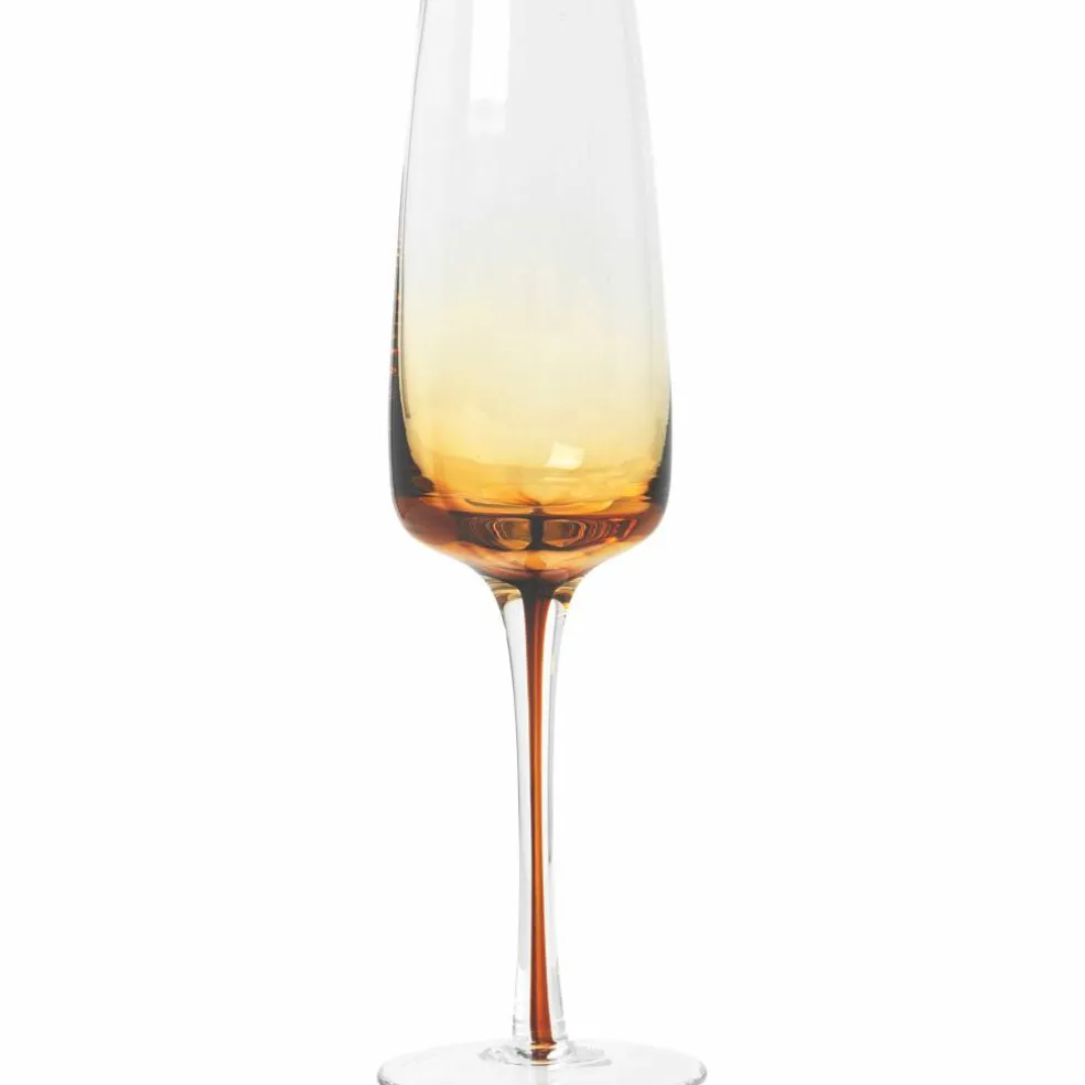 Amber' Munblåst champagneglas