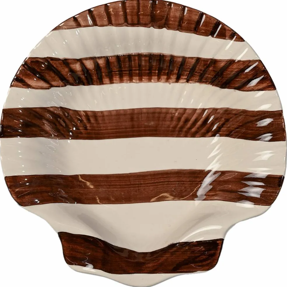 Armona Stripe serveringsfat 23,5 cm, mörkbrun/vit