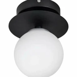 Art Deco IP44 vägglampa/plafond, vit/svart