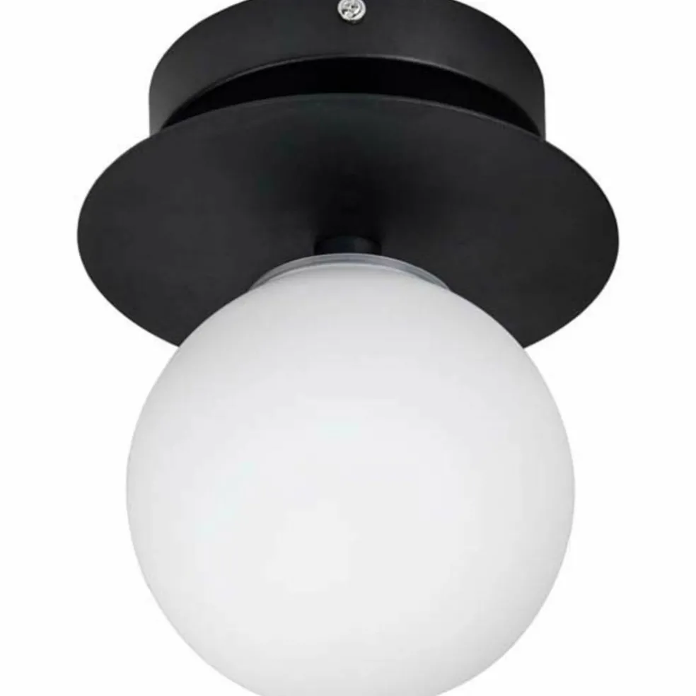 Art Deco IP44 vägglampa/plafond, vit/svart