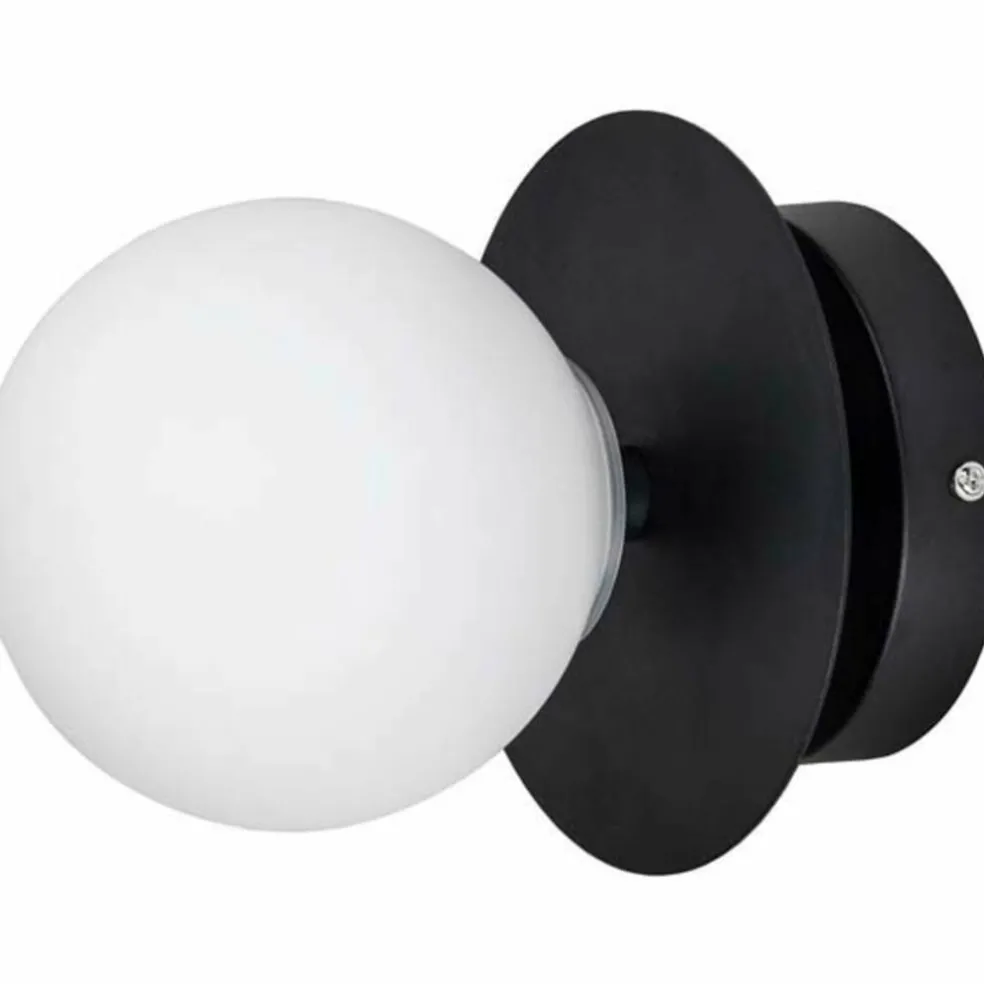 Art Deco IP44 vägglampa/plafond, vit/svart