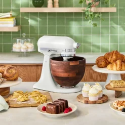 Artisan köksmaskin 4,7 liter med träskål i valnöt, porcelain