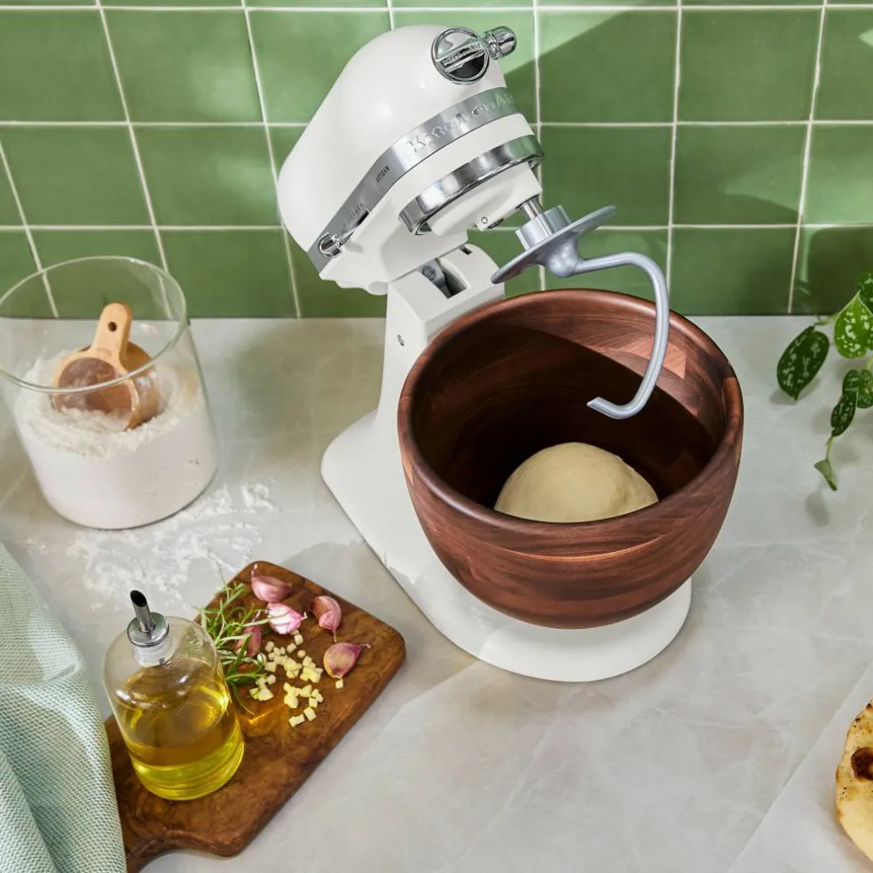 Artisan köksmaskin 4,7 liter med träskål i valnöt, porcelain