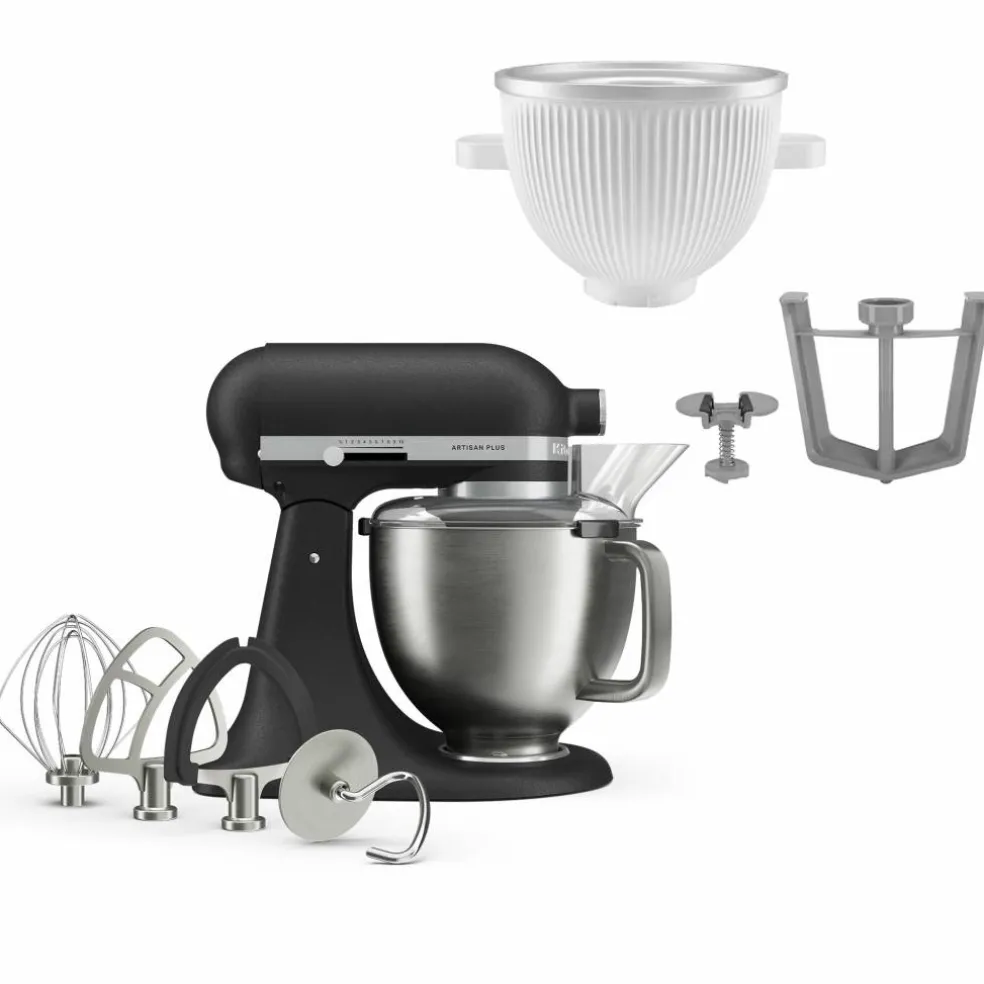 Artisan Plus köksmaskin med glasstillbehör, oat