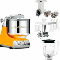 Assistent Original AKM 6230 köksassistent med köttkvarn, skärtillsats och mixerkanna, glossy white