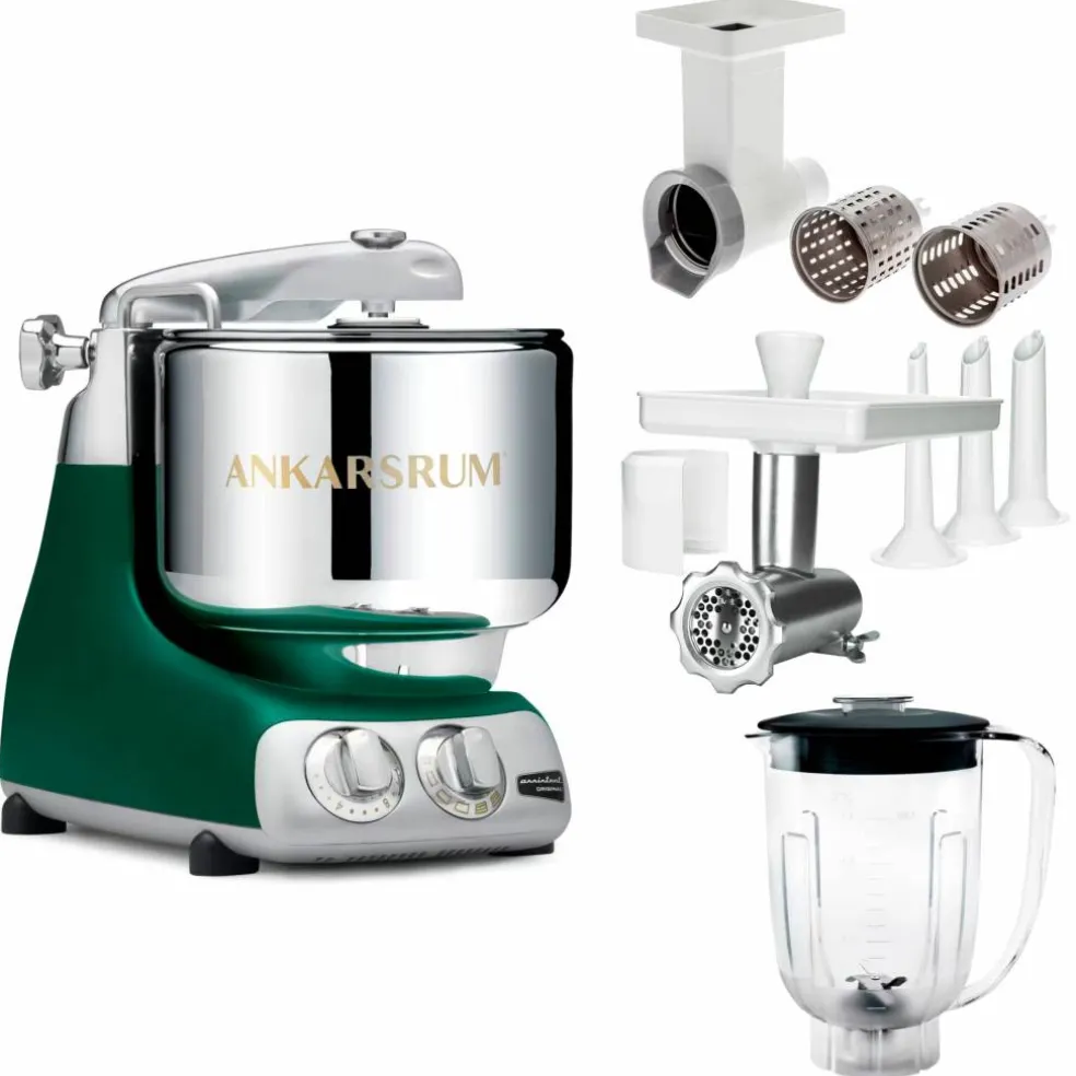 Assistent Original AKM 6230 köksassistent med köttkvarn, skärtillsats och mixerkanna, mineral white