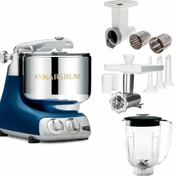 Assistent Original AKM 6230 köksassistent med köttkvarn, skärtillsats och mixerkanna, ocean blue