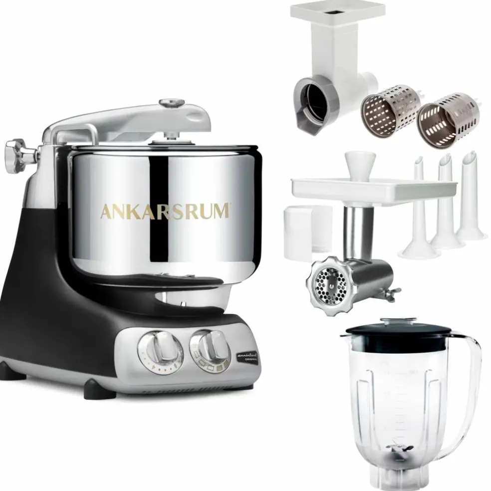 Assistent Original AKM 6230 köksassistent med köttkvarn, skärtillsats och mixerkanna, royal blue