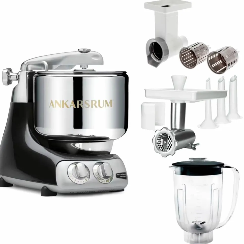 Assistent Original AKM 6230 köksassistent med köttkvarn, skärtillsats och mixerkanna, royal blue