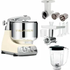 Assistent Original AKM 6230 köksassistent med köttkvarn, skärtillsats och mixerkanna, harmony beige