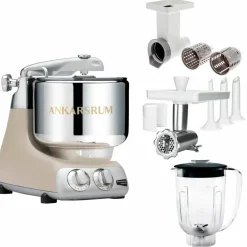 Assistent Original AKM 6230 köksassistent med köttkvarn, skärtillsats och mixerkanna, harmony beige