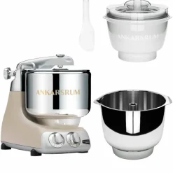 Assistent Original AKM 6230 köksmaskin med glasstillbehör och extra vispskål, black chrome