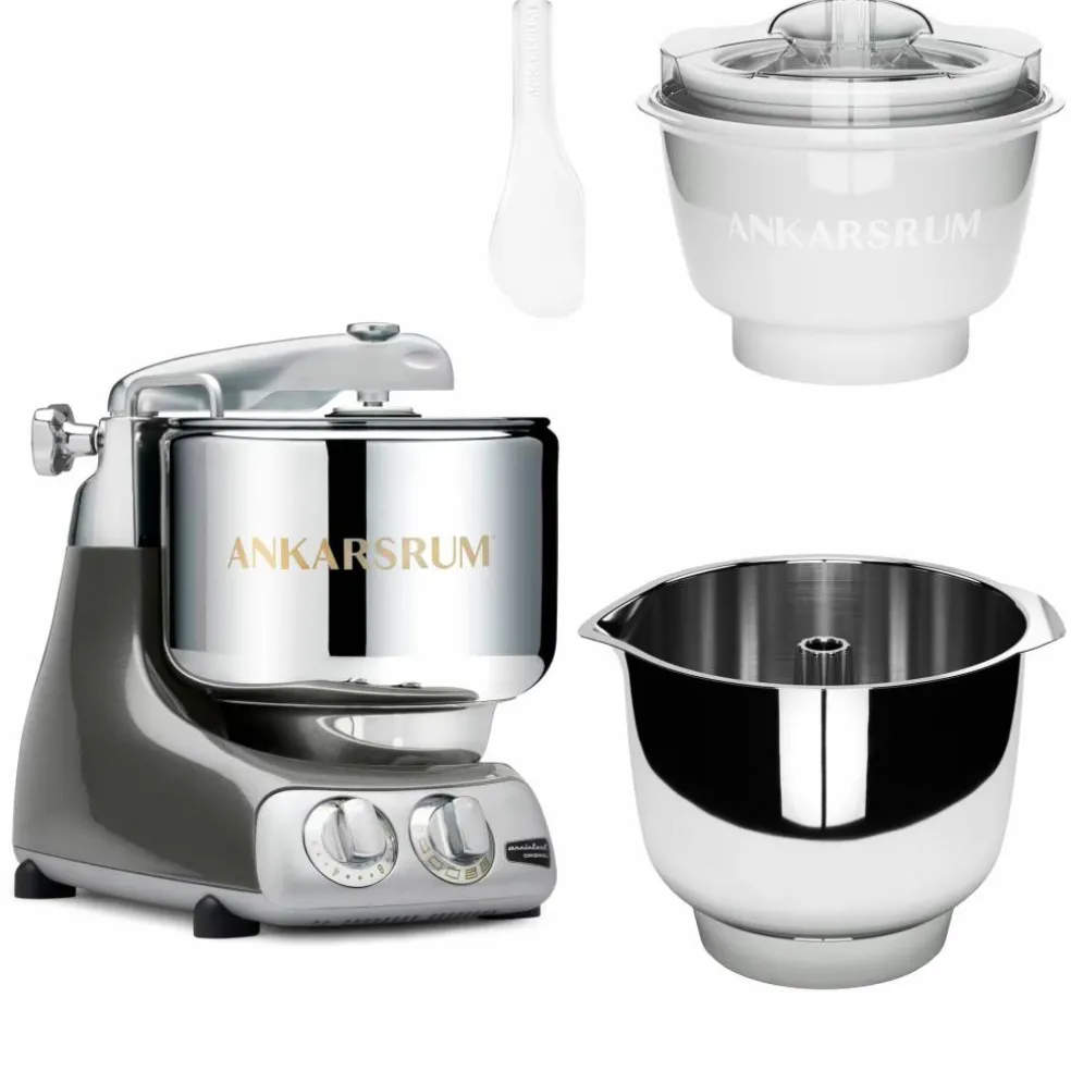 Assistent Original AKM 6230 köksmaskin med glasstillbehör och extra vispskål, röd