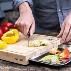 BBQ+ skärbräda med bricka 39x30 cm, bambu/rostfritt stål