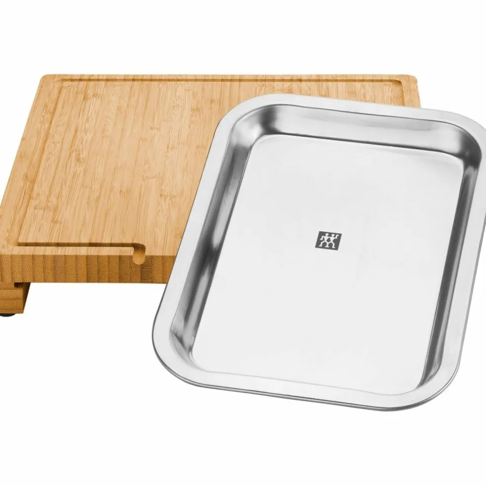 BBQ+ skärbräda med bricka 39x30 cm, bambu/rostfritt stål