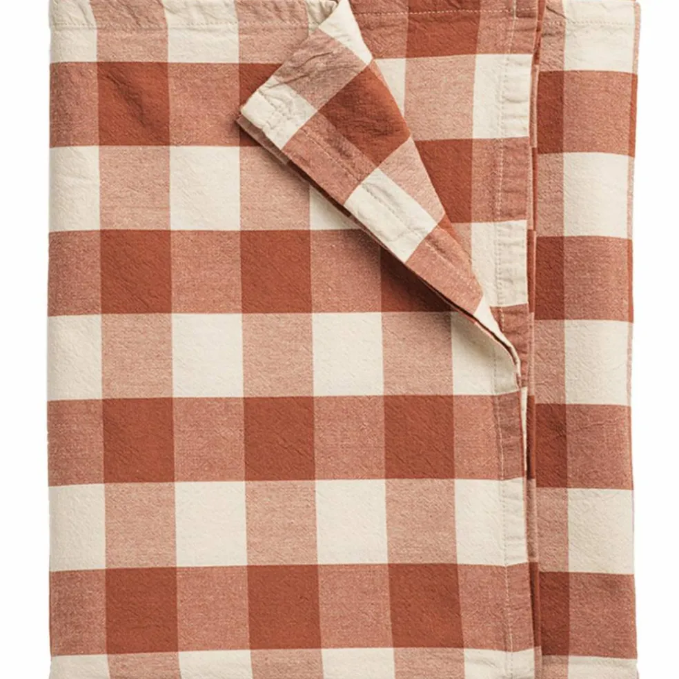 Bertel bordsduk 250x145 cm, brun/aprikos