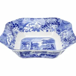 Blue Italian serveringsskål, fyrkantig