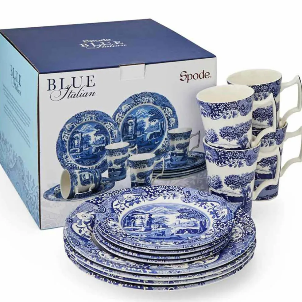 Blue Italian servis 12 delar, blå/vit