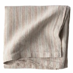 Bordsduk i linne 145x145 cm, hazelnut stripe