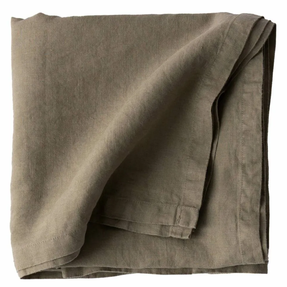 Bordsduk i linne 145x145 cm, olive