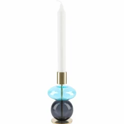 Bubble ljusstake 14 cm, ljusblå/smoke