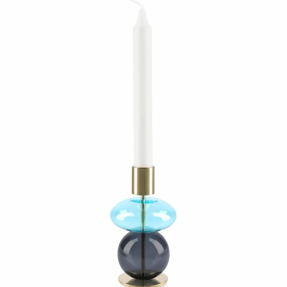 Bubble ljusstake 14 cm, ljusblå/smoke