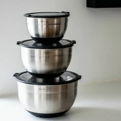 Bunkar i rostfritt stål, 3 st