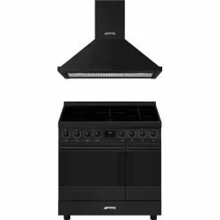 Classic induktionsspis med köksfläkt 90 cm, mattsvart