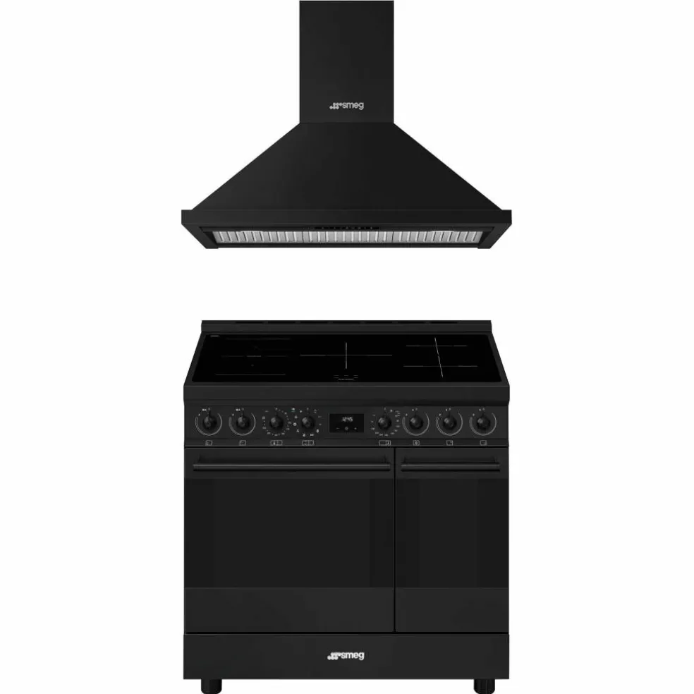Classic induktionsspis med köksfläkt 90 cm, mattsvart