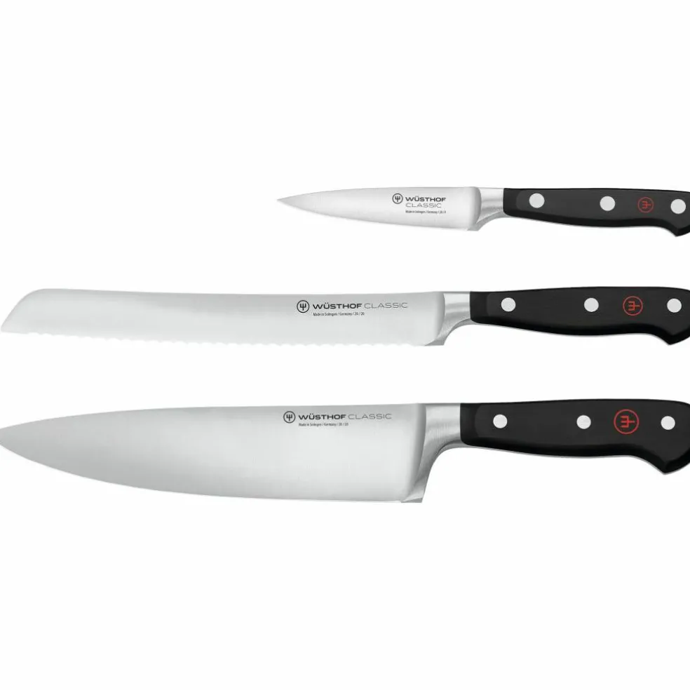 Classic Knivset 3 delar, Kockkniv + Brödkniv + Skalkniv