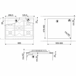 68,5 cm gashäll rostfritt stål Victoria design - creme
