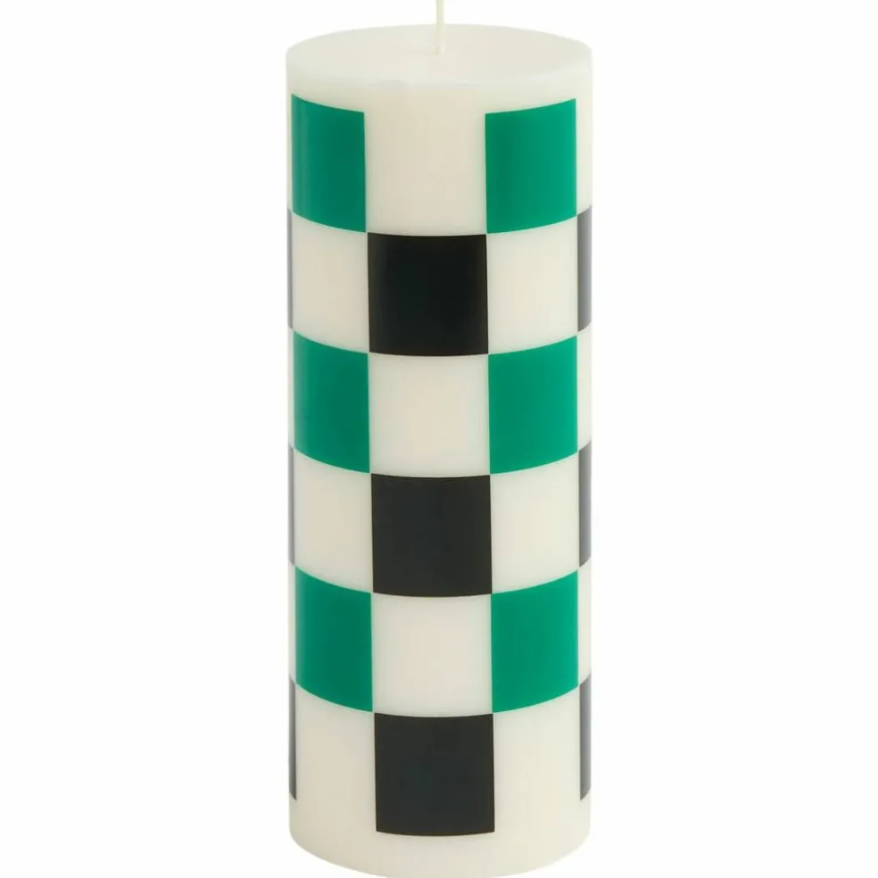 Column ljus medium, white green/black check