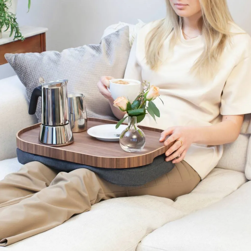 CurveLine Laptray knäbricka med anti-slip, large, valnöt