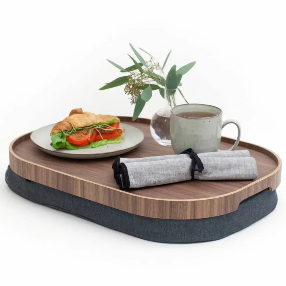 CurveLine Laptray knäbricka med anti-slip, large, pilträ