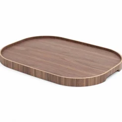 CurveLine serveringsbricka med antislip, large, pilträ/grå
