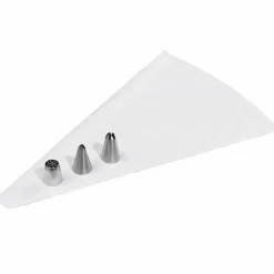 Dekorationsset med spritspåse och 3 tyllar, silver/vit