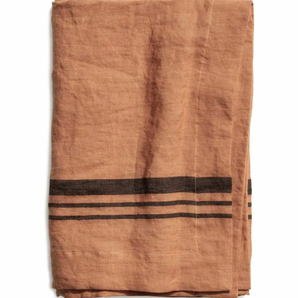 Duk LIMRICK i linné, stripe, Dry Terracotta