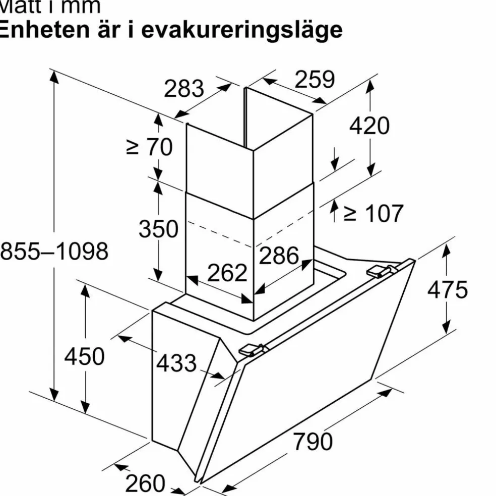DWK81AN60 Serie 6 vägghängd köksfläkt 80 cm, svart