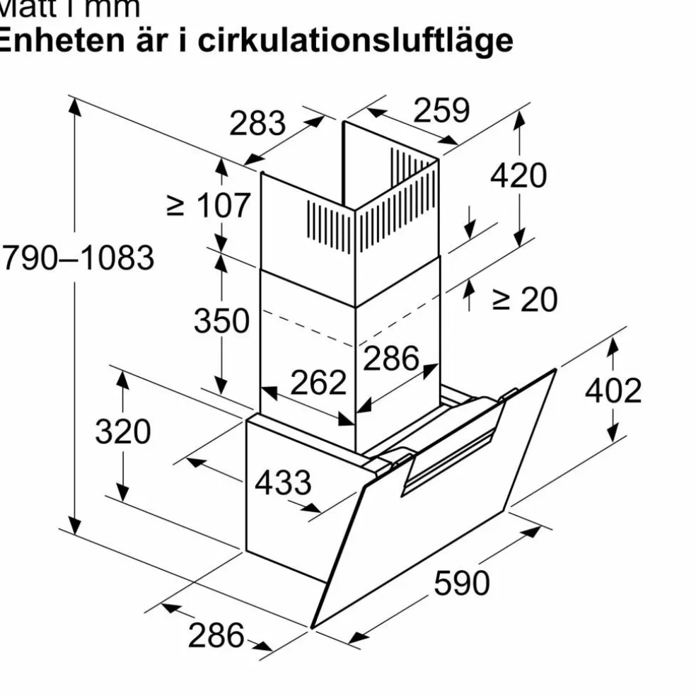 DWK67FN60 Serie 4 vägghängd köksfläkt 60 cm, svart