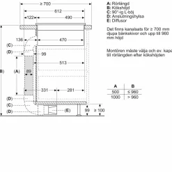 ED811BS16E iQ300 induktionshäll med integrerad fläktkåpa 80 cm