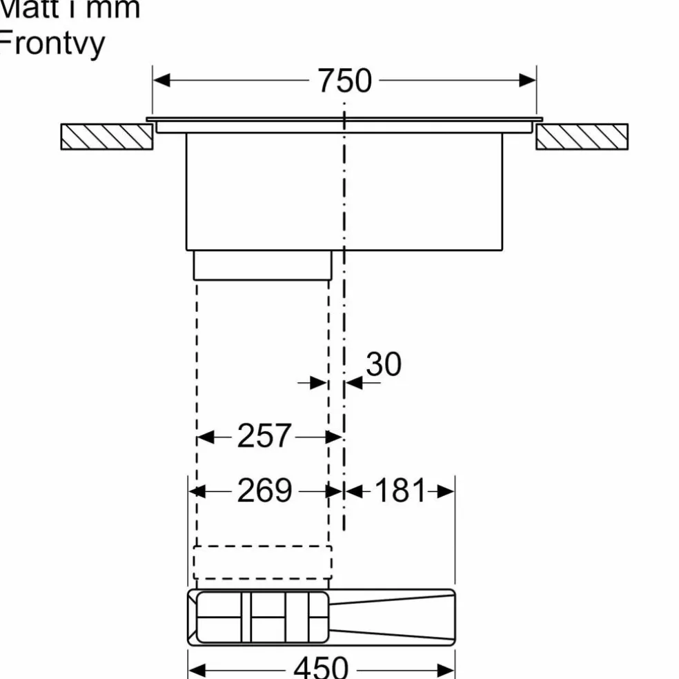 ED811BS16E iQ300 induktionshäll med integrerad fläktkåpa 80 cm