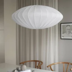 Ellipse taklampa, 80 cm, linne, natural