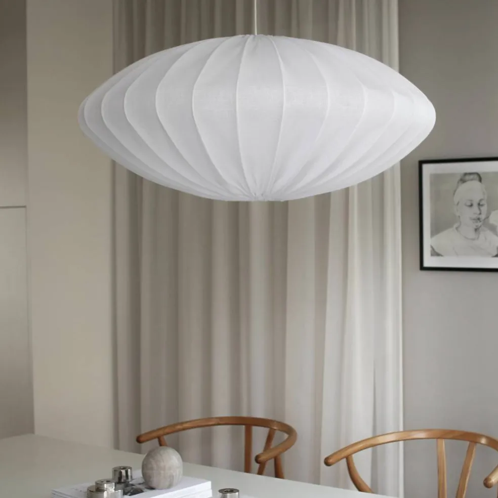 Ellipse taklampa, 80 cm, linne, natural