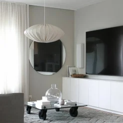 Ellipse taklampa, 80 cm, linne, natural