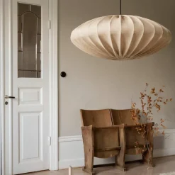 Ellipse taklampa, 65 cm, linne, sand