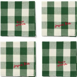 Elsa Bow servetter 40×40 cm 4-pack, grön/beige