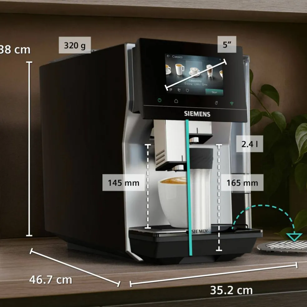 EQ700 iAroma TP725EM7 helautomatisk espressomaskin, rostfritt stål
