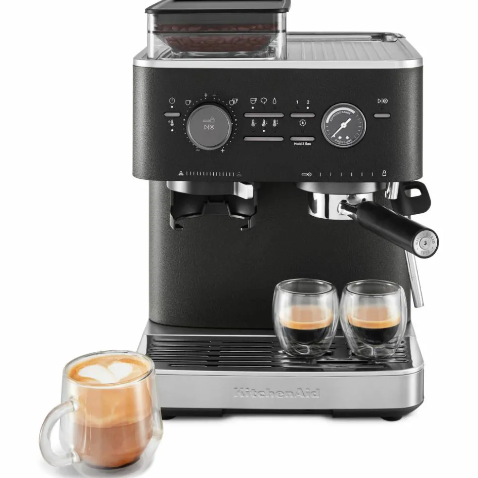 Espressomaskin med kaffekvarn, candy apple