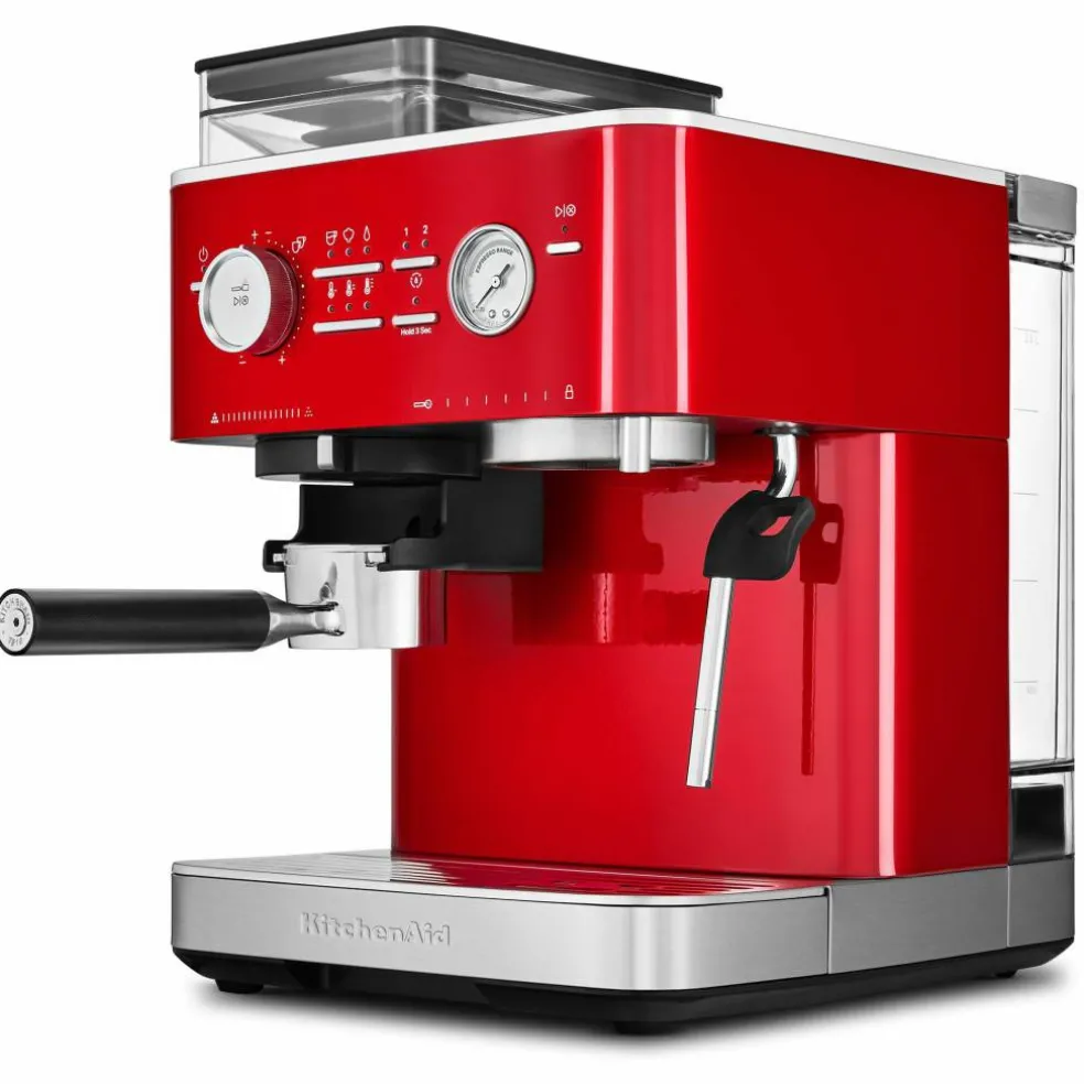 Espressomaskin med kaffekvarn, candy apple