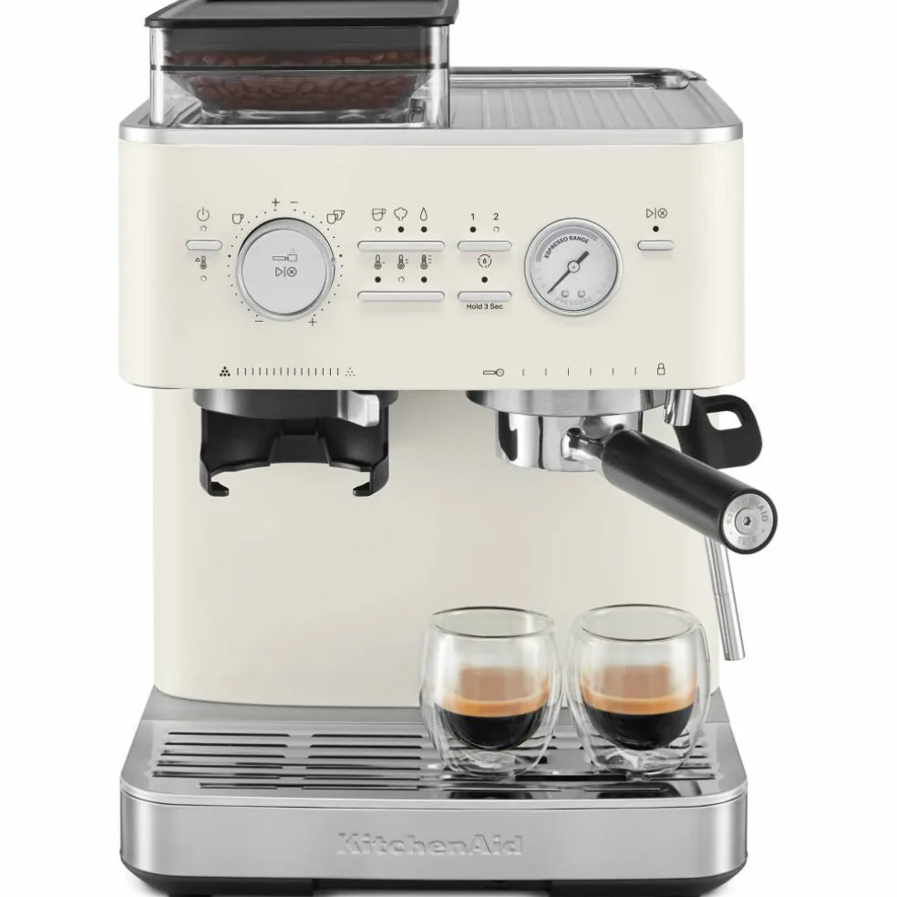 Espressomaskin med kaffekvarn, porcelain white